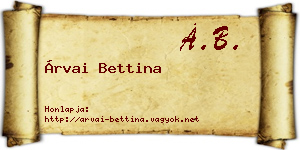 Árvai Bettina névjegykártya